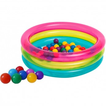 Бассейн надувной INTEX 48674, 86 х 25 см, с шариками 50 штук 1-3 лет