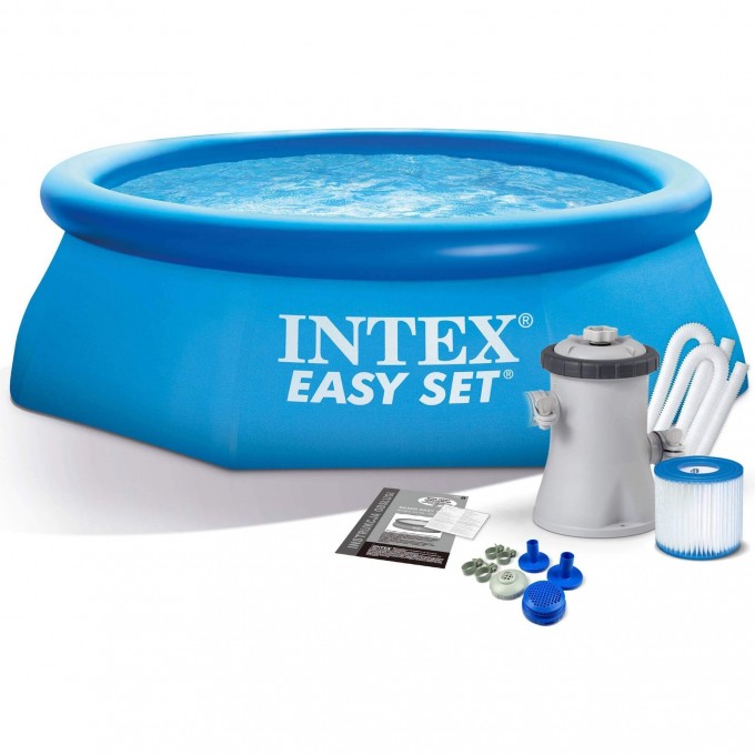 Бассейн надувной INTEX EASY SET , 244х76 см фильтр-насос 28112