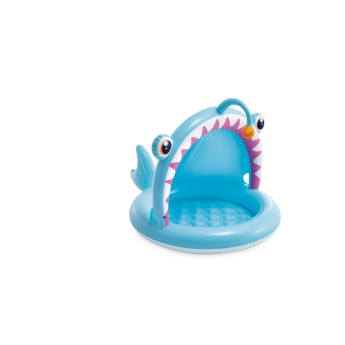 Детский надувной бассейн INTEX "РЫБАЛКА" 58419 127х102х86см с надувным дном и навесом, 45л, от 1 до 3 лет