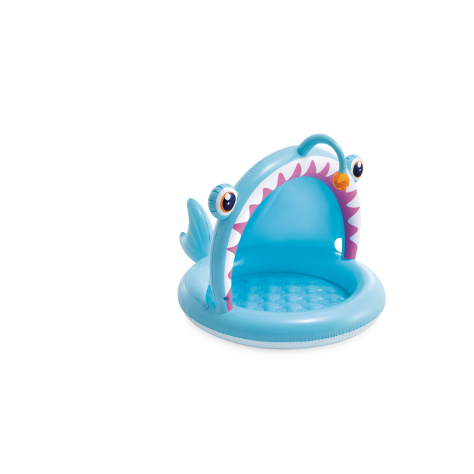 Детский надувной бассейн INTEX "РЫБАЛКА" 127х102х86см с надувным дном и навесом, 45л, от 1 до 3 лет 58419