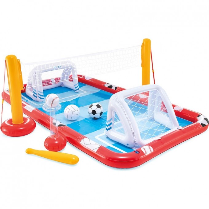 Игровой центр 325*267*102см INTEX "АКТИВНЫЙ СПОРТ" с воротами, волейбольной сеткой и мячами, 470л, от 3 лет 57147