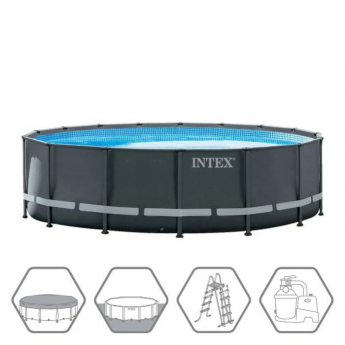 Каркасный бассейн INTEX ULTRA FRAME 26326 488х122см, фильтр-насос, лестница, тент, подстилка