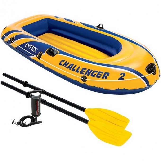 Лодка INTEX CHALLENEGER 2 , 2-местная, 236х114х41 см (весла, насос), до 200 кг 68367