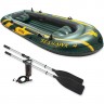 Лодка INTEX SEAHAWK 4 , 4 местная, 351 х 145 х 48 см, вёсла, насос, до 480 кг 68351